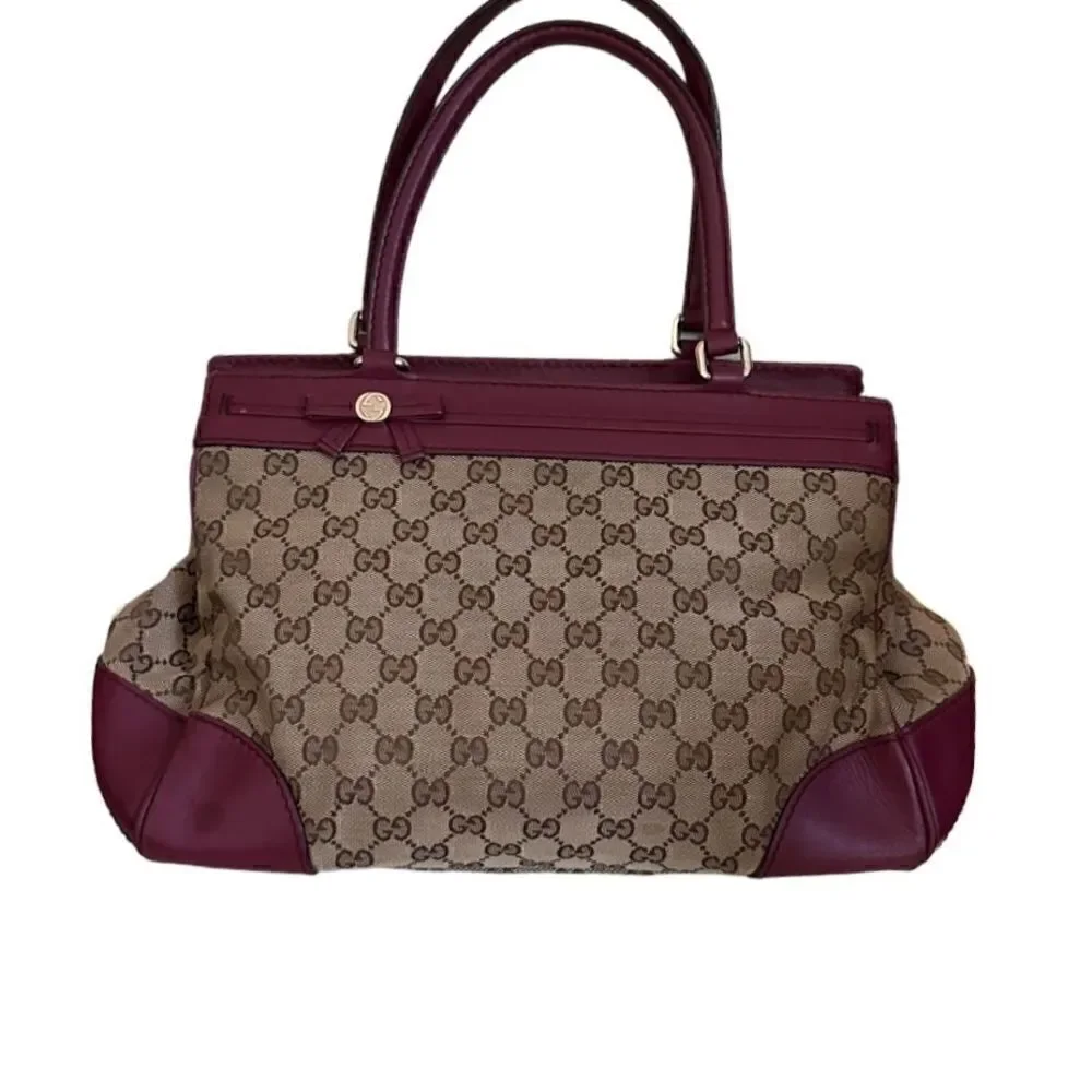 Gucci Mayfair burgundy leather Gg tote